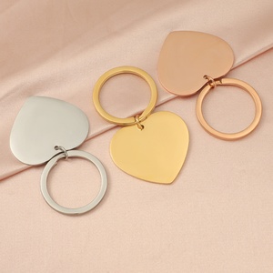 Wholesale Handmade DIY <b>Heart</b> Pendant Custom logo High Polished Stainless Steel <b>Heart</b> Pendant Keychain - Product Image 5