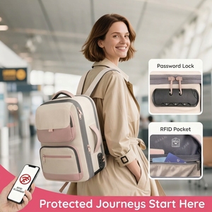 Vacuum Seal Expandable Unisex Microfiber Synthetic Leather <strong>Backpack</strong> Hand Pump Luggage Tag RFID Pocket Compression for <strong>Laptop</strong> - Product Image 1