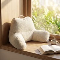 Coussin de lecture en peluche douce avec accoudoirs, soutien ergonomique du dos pour lit, canapé et jeux vidéo
