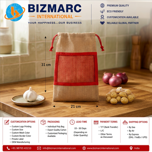 Bolsa de malla de yute superventas para almacenamiento de verduras con cordón, reutilizable y transpirable, para patatas, cebollas y ajo, en oferta - Product Image 3