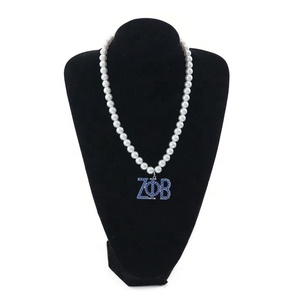 Nuovo greco Zeta PHI Beta Sorority <span class=keywords><strong>collana</strong></span> di <span class=keywords><strong>perle</strong></span> e cristallo strass <span class=keywords><strong>con</strong></span> catena di <span class=keywords><strong>perle</strong></span> per matrimoni e feste - Product Image 1