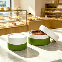 Boîte à gâteau ronde en papier de luxe personnalisée, tube biodégradable, conteneur pour cheesecake basque, emballage cadeau pour pâtisserie