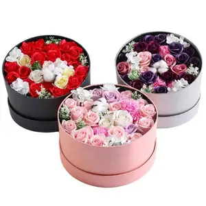 Boîtes en papier en similicuir imperméable couleur fleur ronde Fournisseur d'emballage de cadeaux en carton imprimé personnalisé