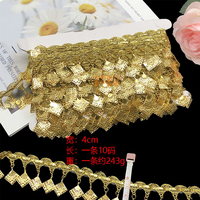Garniture en dentelle à franges à sequins pour robe de danse, vêtements, ruban de décoration en tresse dorée, accessoire de couture DIY