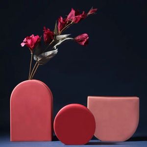 Jarrón de Cerámica Nórdico Geométrico Color Morandi, Diseño Moderno <span class=keywords><strong>Minimalista</strong></span>, Decoración Creativa para el <span class=keywords><strong>Hogar</strong></span> - Product Image 2