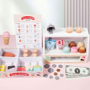 Perfect <b>Gift</b> Shop Stand Pretend Play Kitchen Wooden Ice Cream Toys Kids Toy Food for Girls - Product Image 2
