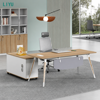 Ensemble de bureau convertible en forme de L LIYU avec chaise, tiroir à serrure, table de direction, plateau en mélamine