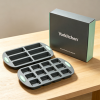 Ensemble de moules à brownies en silicone, 6 cavités rectangulaires et 12 cavités carrées, avec poignées, pour la cuisson au four