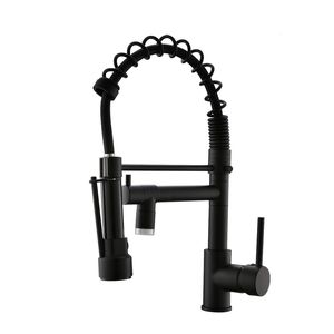 Robinet de cuisine monocommande DB avec douchette extractible et rotative, en acier inoxydable noir brossé, à poser sur comptoir, style contemporain - Product Image 1