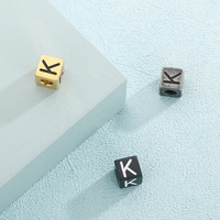 8mm Cube en acier inoxydable perles d'espacement carrées européennes perles à grand trou en métal lettres initiales de l'alphabet en vrac perles de fabrication de bricolage