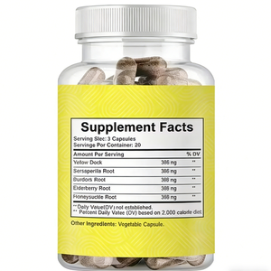 Integratore Erboristico per la Purificazione del Sangue per Adulti, Capsule di Estratto di Radice di Sarsaparilla e Bardana, 60 Capsule, Supporto per il Sangue - Product Image 6