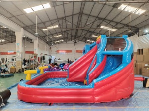Thương mại ngoài trời Inflatable lớn trượt nước Inflatable trẻ em của trượt với hồ bơi - Product Image 2