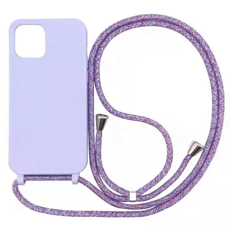 For Apple iPhone 11 12 13 Pro Max Candy Colors Mobile Phone Bags Liquid silicone case with Lanyard