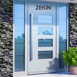 Portes d'entrée modernes ZEKIN DOOR, style contemporain minimaliste, texture graphite déchirée, hautement isolées, pour entrée principale de la maison - Product Image 2