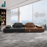Ensemble de canapés de luxe pour salon d'hôtel commercial, en cuir pleine fleur, personnalisable, modulaire en L, moderne, pour penthouse, nouveauté