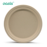 Assiettes jetables écologiques compostables 49% pulpe de canne à sucre 51% bambou, résistantes, sans BPA, compatibles micro-ondes