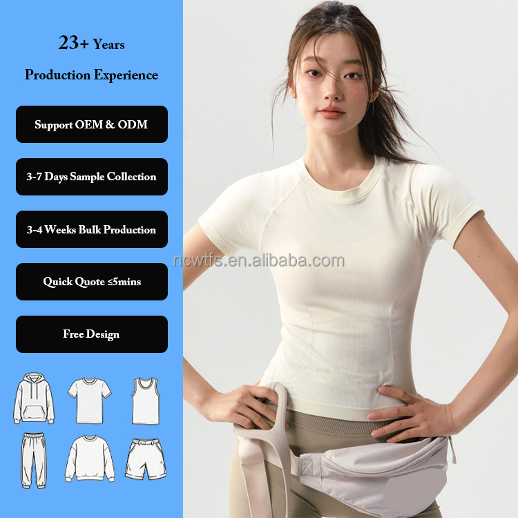 Sports Short-Sleeve Women's Seamless One-Piece Quick-Dry Running Training Pilates Fitness Yoga Top Spandex/Nylon T-Shirts