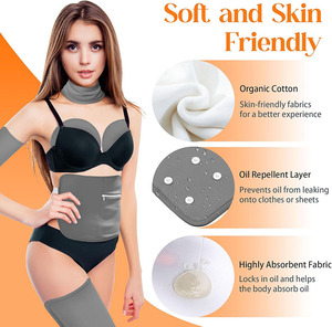 Enveloppe de compresses réutilisables à l'huile de ricin pour la détoxification de l'estomac, du foie, du ventre, des pieds, des genoux, du cou et des seins, pour compresses chaudes et froides - Product Image 5