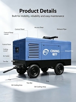 Compresor de Aire Portátil de Tornillo con Motor Diésel CINING, Unidad Montada en Remolque, Refrigerado por Aire, Lubricado, para Construcción y Perforación