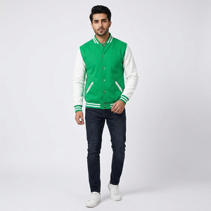 FINER THREADS <b>Men's</b> Varsity Baseball <b>Jacket</b> 100% Cotton Breathable Stand Collar Embroidered Logo Front Customized Fabric Winter - Product Image 1