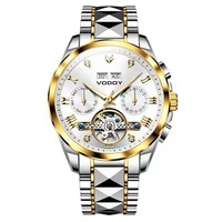 Montre mécanique pour homme Vodoy Tourbillon, calendrier perpétuel lumineux, affichage de la date et du jour, acier inoxydable, mode business, étanche