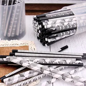 Студенческий шестигранный музыкальный канцелярский карандаш для заметок креативный студенческий пианино черно-белый карандаш