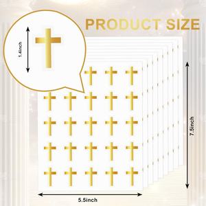 Etiqueta Adhesiva con Cruz Dorada <span class=keywords><strong>para</strong></span> Sobre de <span class=keywords><strong>Bautizo</strong></span>, Sello <span class=keywords><strong>para</strong></span> Tarjeta de <span class=keywords><strong>Bautizo</strong></span>, Etiqueta Decorativa con Forma de Cruz <span class=keywords><strong>para</strong></span> Fiesta de <span class=keywords><strong>Bautizo</strong></span> - Product Image 2