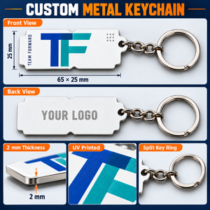 Porte-clés en métal personnalisés avec logo d'entreprise imprimé UV pour événements d'équipe, cadeaux pour employés et promotion de marque OEM ODM - Product Image 3