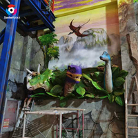 Décoration murale dinosaure animatronique 3D - Relief réaliste de tête de Triceratops et de Raptor grandeur nature pour parcs à thème et restaurants jurassiques