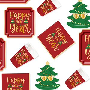 Juego de Vajilla Desechable DAMAI con Diseño Navideño, Platos, Vasos y Servilletas de Papel con Molde de Árbol de Navidad - Product Image 2