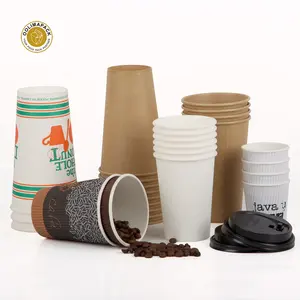 Tazas de café con recubrimiento a base de agua, papel Natural 100% Biodegradable, 12oz