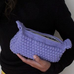 Winter Eco-Friendly Bubble Cosmetic Bag Handmade Crochet Clutch Custom Ladies Zip Travel Organizer Bags Portable Cotton <b>Storage</b> - Product Image 4