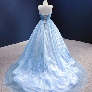 Rsm66290-1 Vestido de Novia Elegante Azul de Encaje Bordado de Alta Calidad y Económico - Product Image 3
