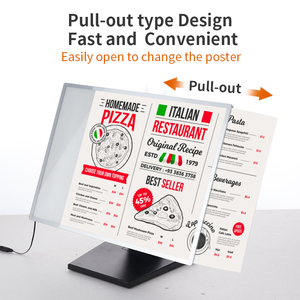 Desktop in posizione verticale A3 A4 LED pubblicità Light Box telaio per ristorante Menu mostra vetro temperato scatola luminosa