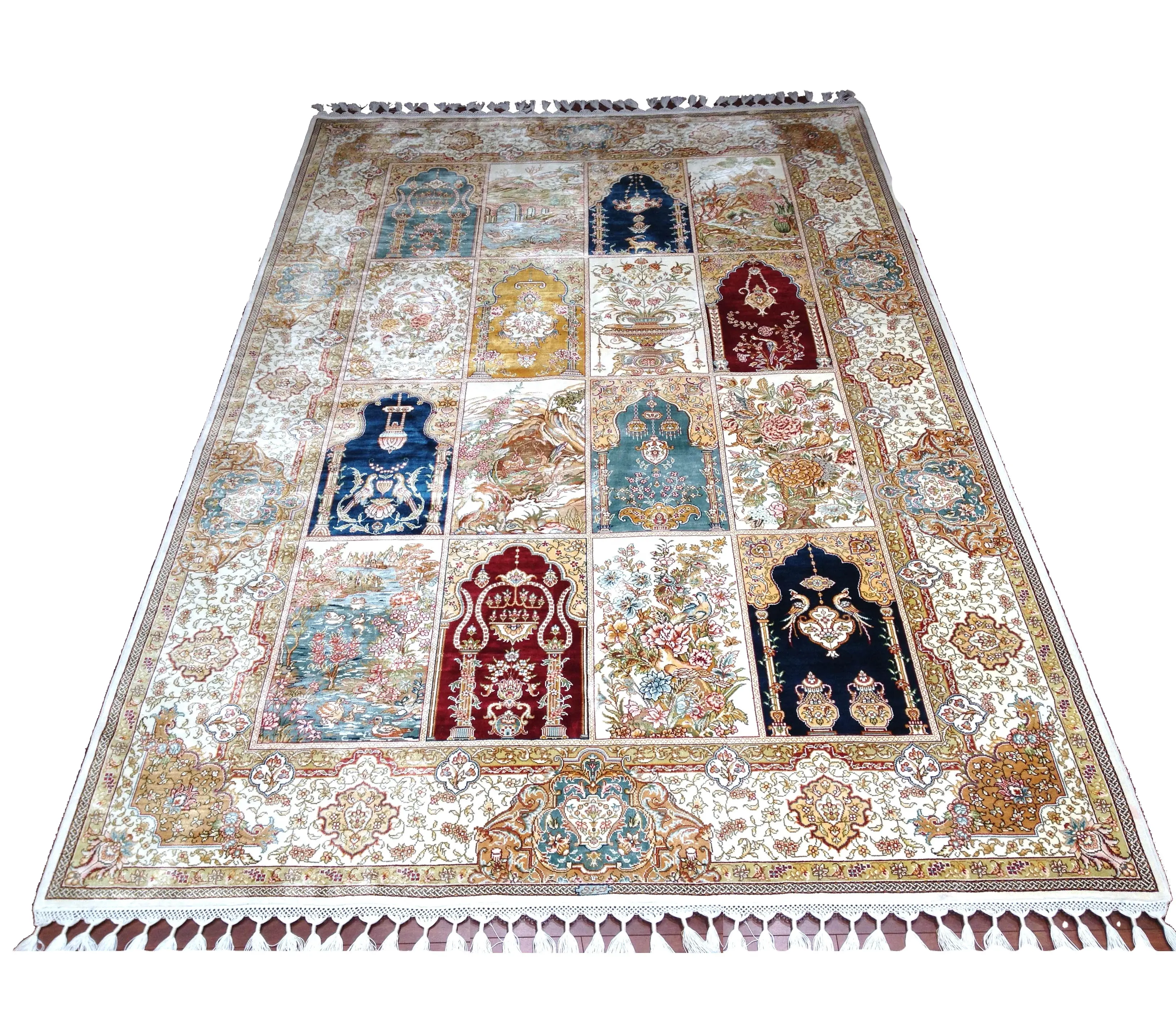 Karpet Sutra Buatan Tangan Suku Persia Desainer Empat Musim Turki 170X240Cm Karpet Dekorasi Doa Dalam Ruangan Luar Ruangan