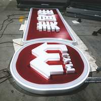 Enseigne lumineuse ovale en aluminium personnalisée avec logo LED en acrylique, éclairée, publicitaire, suspendue, double face, étanche pour vitrine de magasin