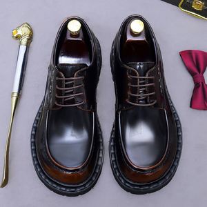 Grande vente sur les chaussures décontractées pour hommes de style britannique, à lacets, Derby, à bout carré, patchwork, antidérapantes, respirantes - Product Image 2