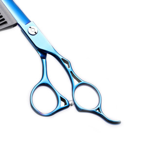 Hairdressing Scissors Set Blue Thinning Shears Professional Hair Styling Tools Metal Durable Flat Shears For Barbers And Salons - Product Image 4