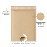 Enveloppes matelassées auto-adhésives en papier kraft, écologiques, biodégradables et recyclables pour l'emballage d'expédition e-commerce