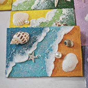 Peintures de plage de coquillages polis à la main aimants pour réfrigérateur créatif culturel bord de mer Souvenirs de voyage coquillages de mer Conches vagues - Product Image 1