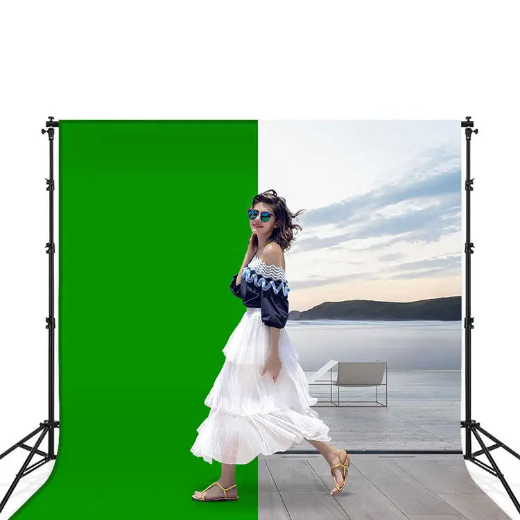 Fondo fotográfico de muselina con pantalla verde, fondo de tela croma para sesión de fotos, tamaño personalizado