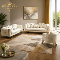 Modernes Samt-Sofa-Set 2-3-Sitzer Einzelner Gebogener Sessel Kanalgetuftet Edelstahl-Beine Konvertierbar Hotelgeeignet