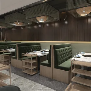 Uso comercial Cabina de restaurante de doble cara Asientos Comida rápida Sofá Cartón Muebles de restaurante modernos Conjunto de restaurante Cómodo