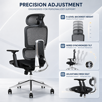 Chaise de bureau ergonomique contemporaine en maille réglable avec double ressort, support lombaire robuste, pivotante, pour la maison et le bureau commercial