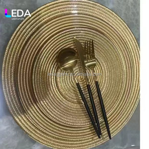 Assiettes en verre à bord doré LEDA, motif spirale, assiettes de mariage pour décoration de mariage, vente directe d'usine - Product Image 6
