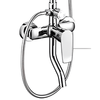 En gros Colonne de douche thermostatique chromée à double poignée avec jets pluie, jets doux, jets de massage et fonction pause, finition polie, pour villa