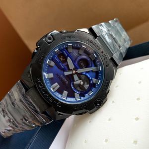 Montre Casi GST B400 en acier inoxydable noir, mouvement mécanique 46,6 mm, étanche 50 bars, lumière LED, heure mondiale, tendance - Product Image 6