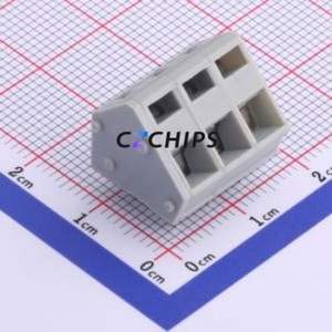 XY111B-5.08-3P Spring Terminal Block Through hole Component (THT),P=5.08mm Connector 1x3P 5.08mm Gray 3P - Product Image 1