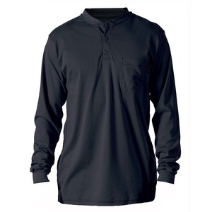 NFPA2112/CAT2 ملابس عمل آمنة بأكمام طويلة فضفاض تي شيرت قطن مقاوم للهب قميص هينلي فر للرجال - Product Image 2