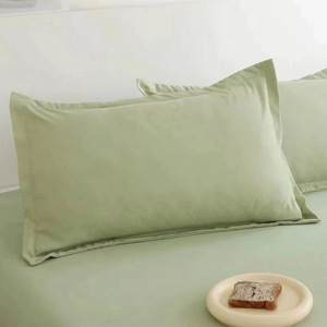 Pillowcase pair, 100% washed cotton, thickened <b>brushed</b>, warm for winter, single size, solid color, 48*74CM, comfortable and - Product Image 4